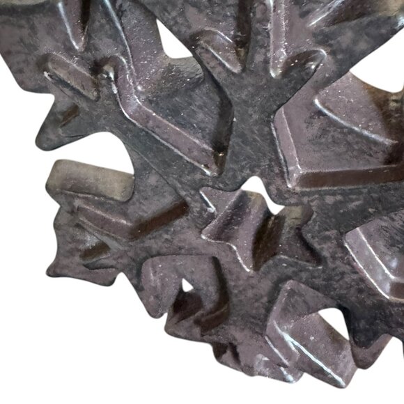 Snowflake Cast Iron Metal Christmas Mantle Stocking Holder Decor Heavy 3D Brown - Picture 5 of 14
